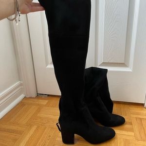 Aldo Knee High Black Heeled boots (suede)